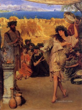  bailando Pintura - Un festival de la cosecha Una bacante danzante en la época de la cosecha Romántico Sir Lawrence Alma Tadema